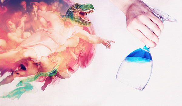 Ett glas blått tack